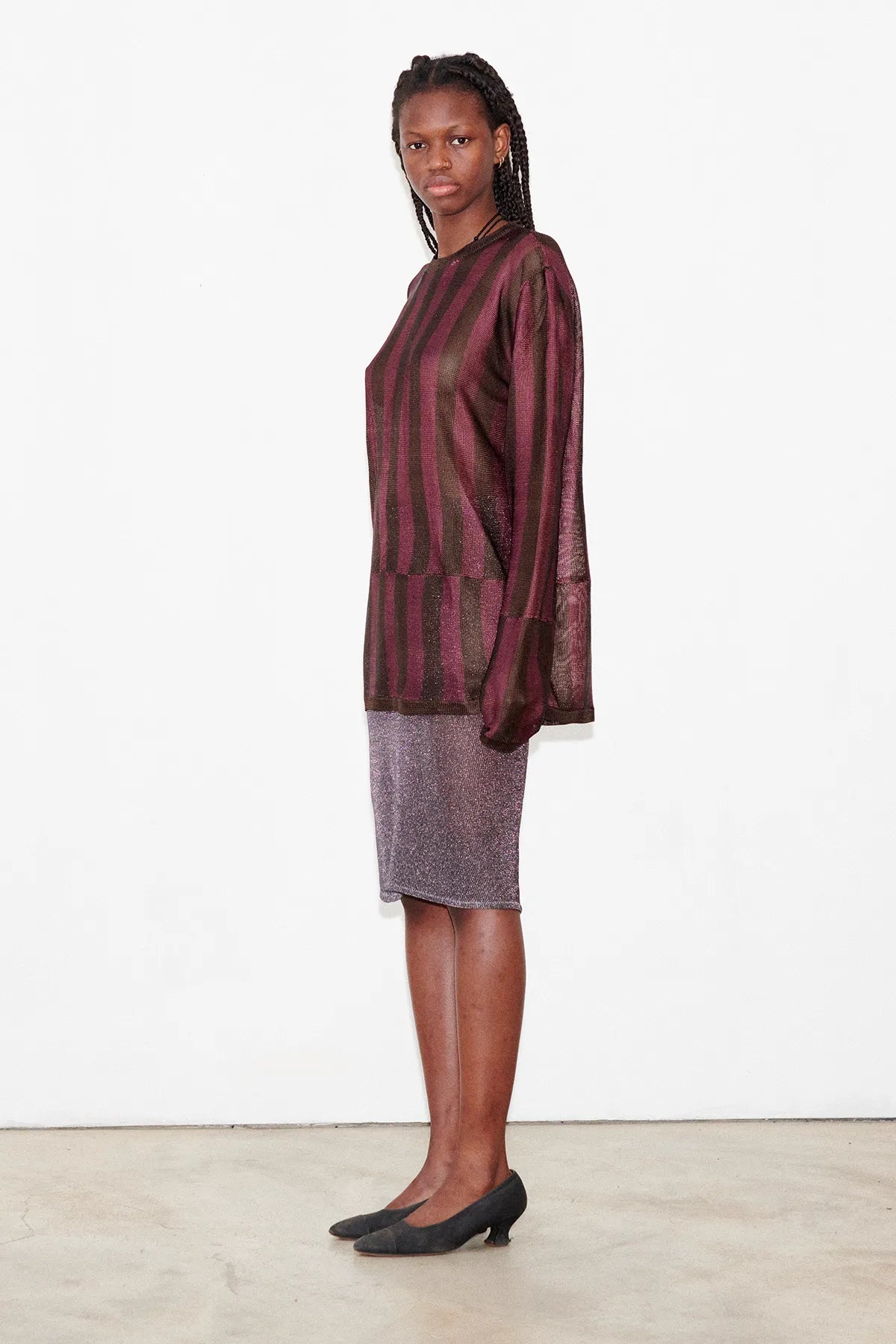 Corto Knitted Top Striped Melanzana and Moca