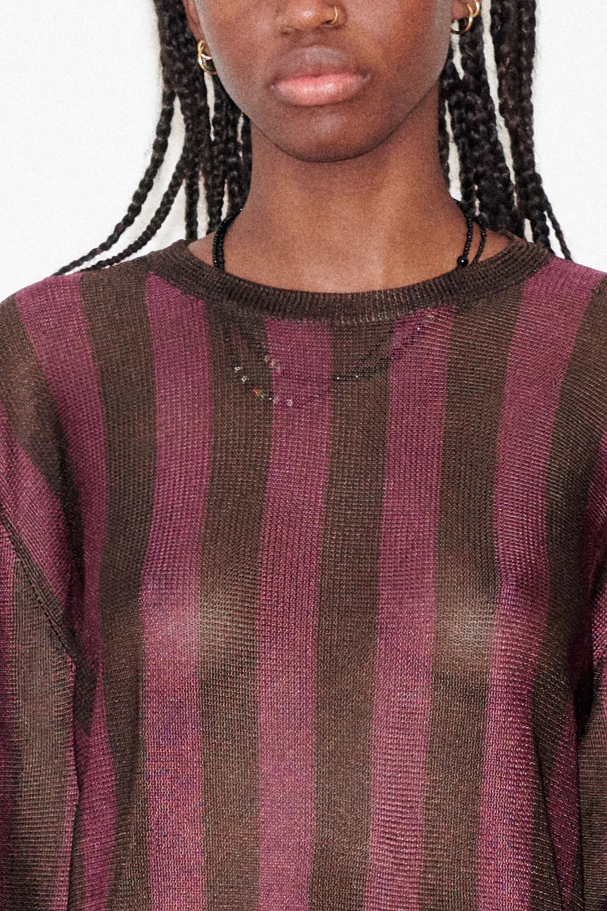Corto Knitted Top Striped Melanzana and Moca