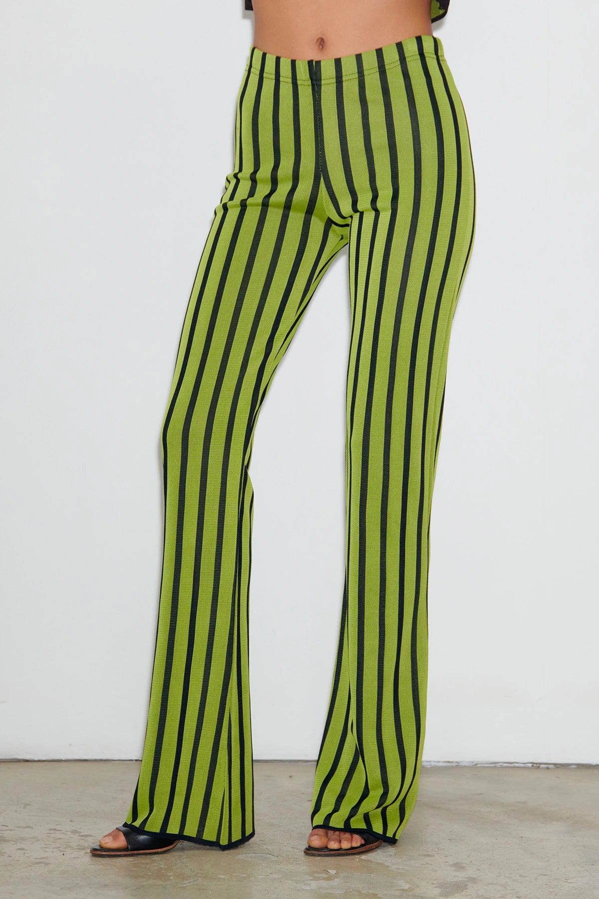 Deda Knitted Pants Striped Nero and Lime