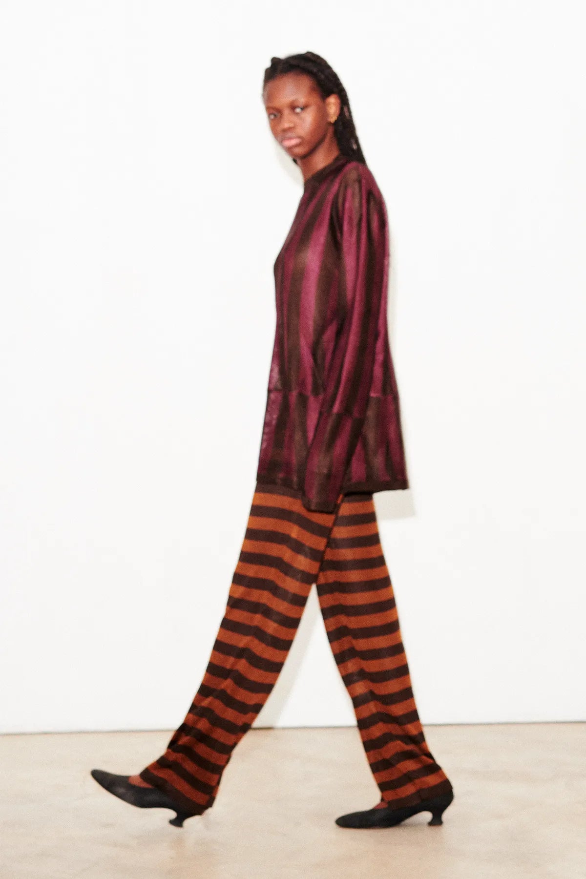 Fatima Knitted Pants Striped Marrone and Caramello