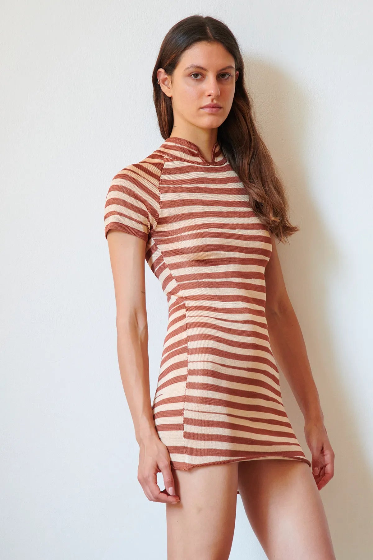 Iris Knitted Dress Striped Panna and Caramello