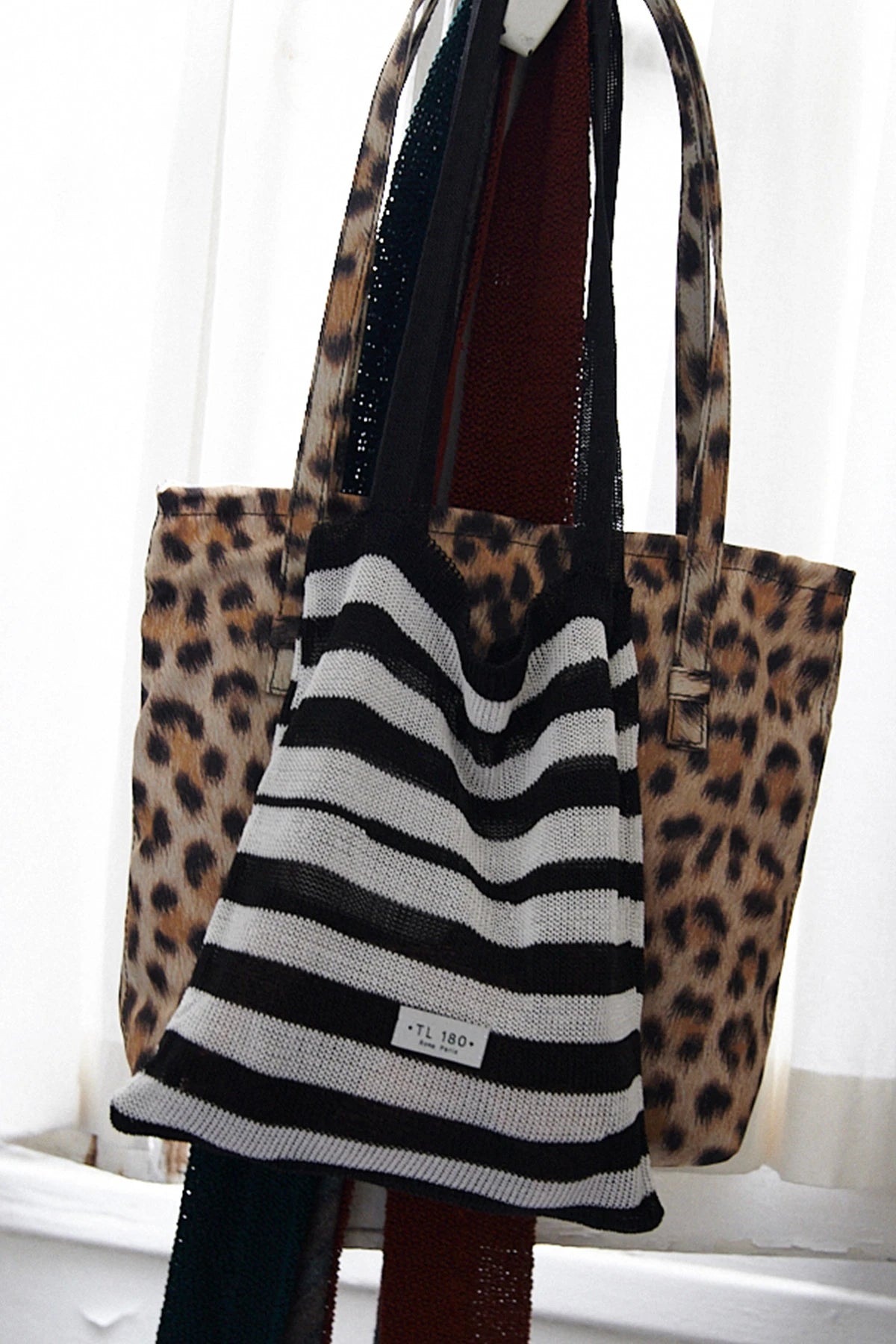 Lola Mini Knitted Bag Striped Bianco and Nero