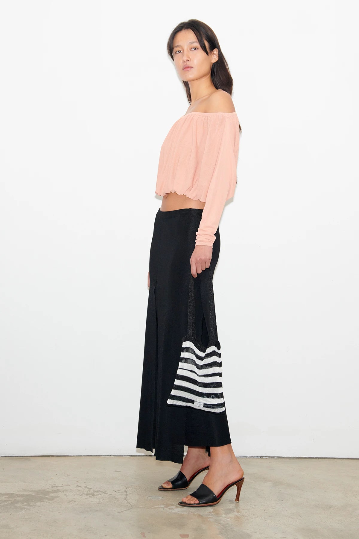 Lola Mini Knitted Bag Striped Bianco and Nero