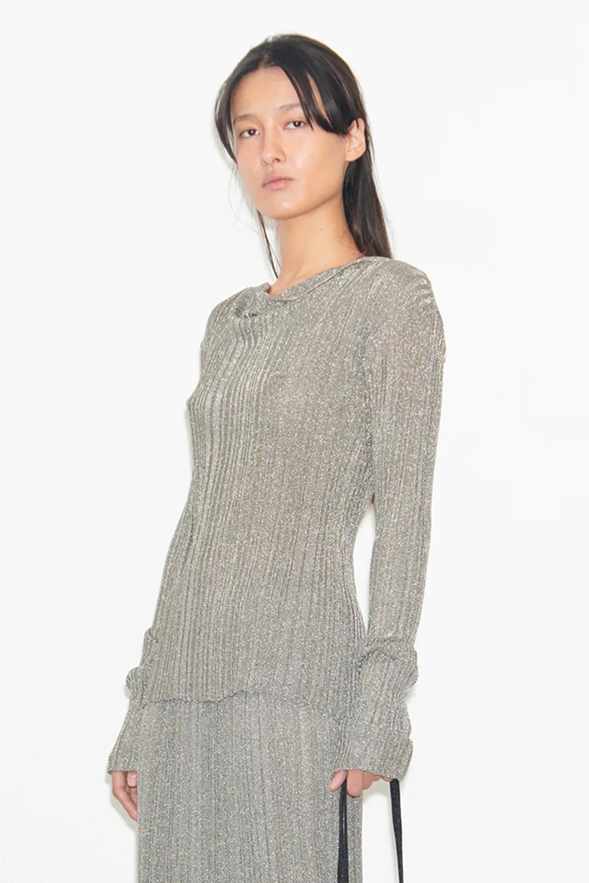 Lola Knitted Top Metallico Argento Antico