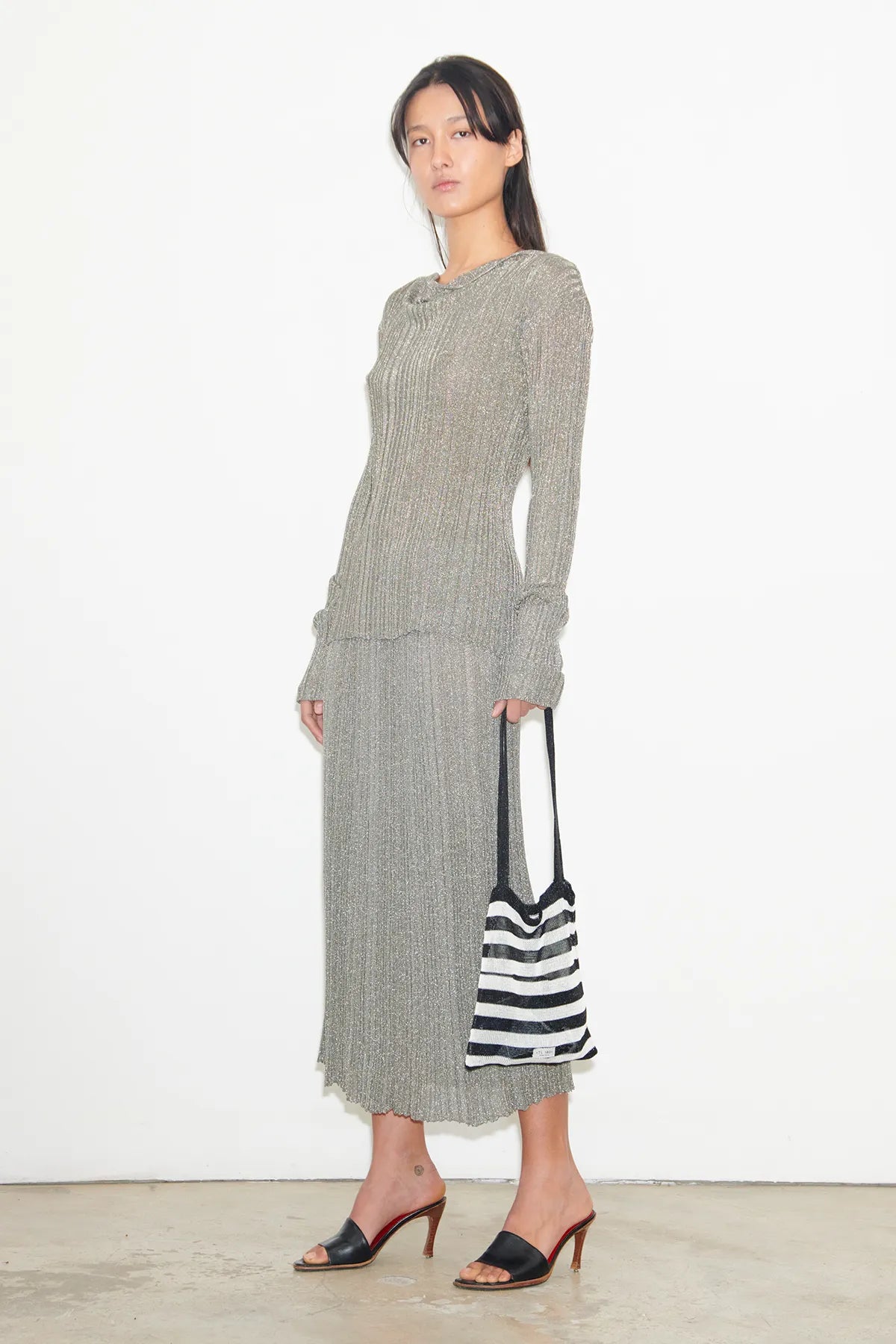 Lola Knitted Top Metallico Argento Antico