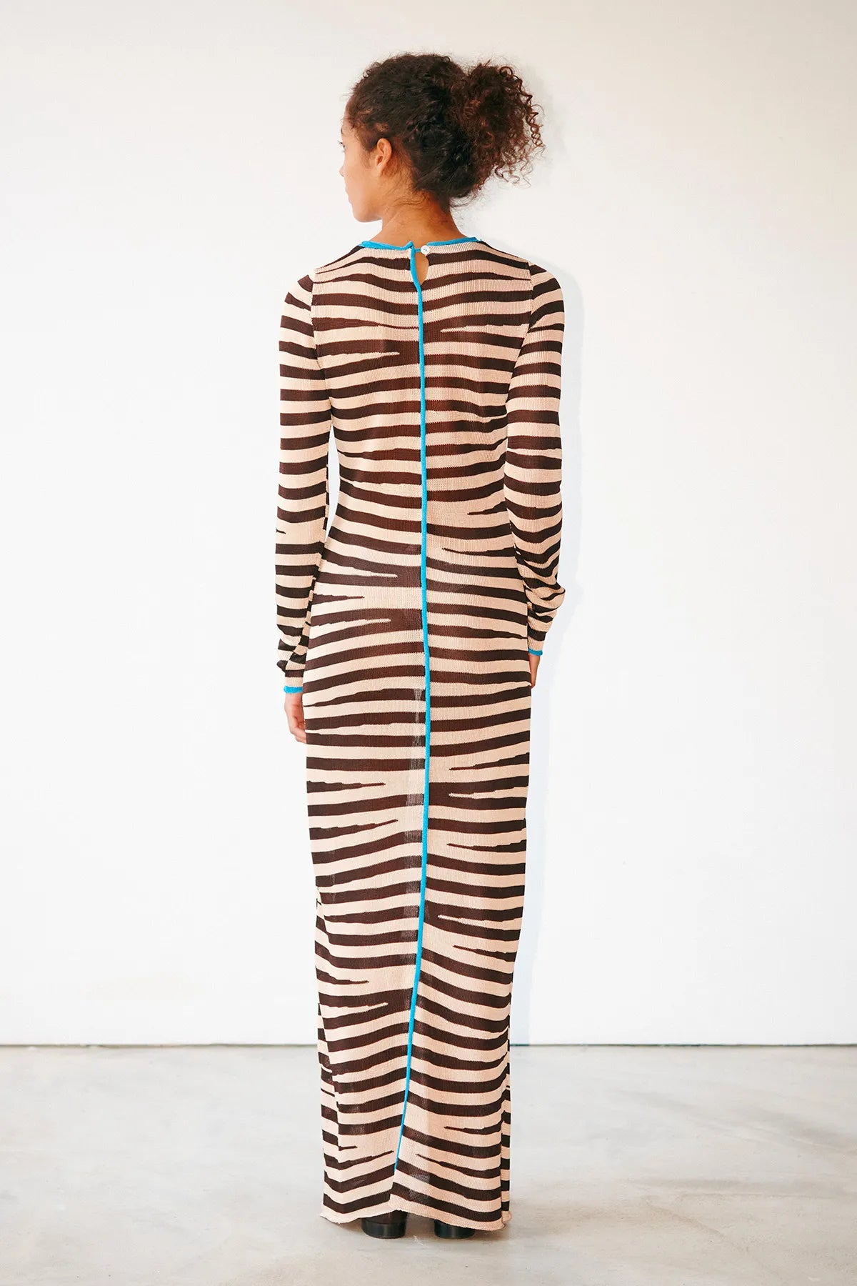 Momo Long Knitted Dress Striped Panna and Moca