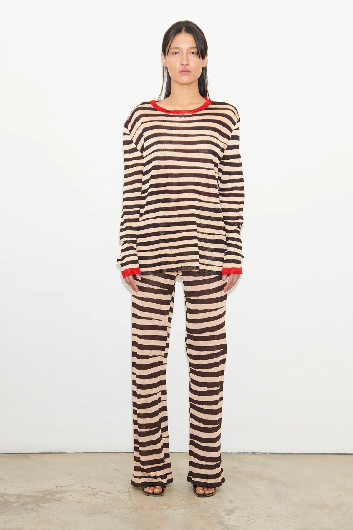 Momo Knitted Pants Striped Panna and Moca