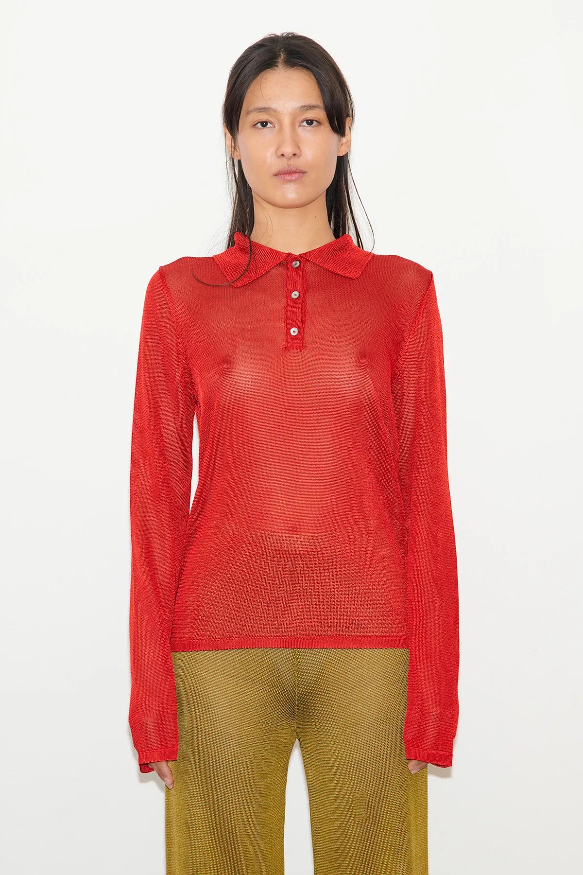 Polo Knitted Top Rosso