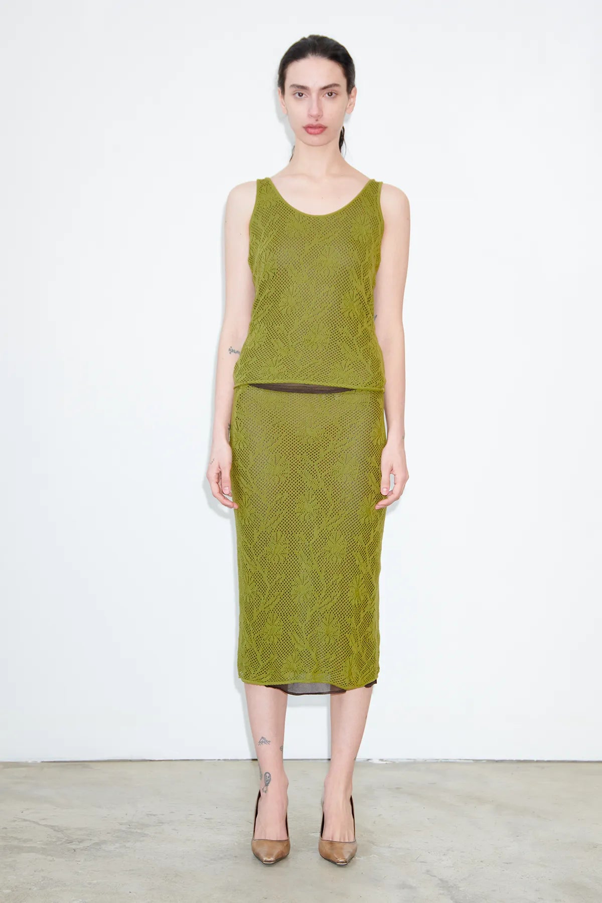 Romi Knitted Skirt Avocado and Cioccolato