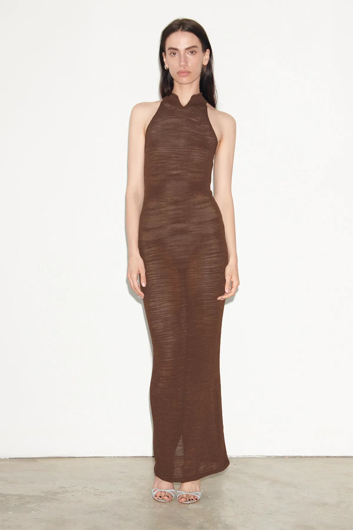 Sarah Knitted Dress Cioccolato and Celeste