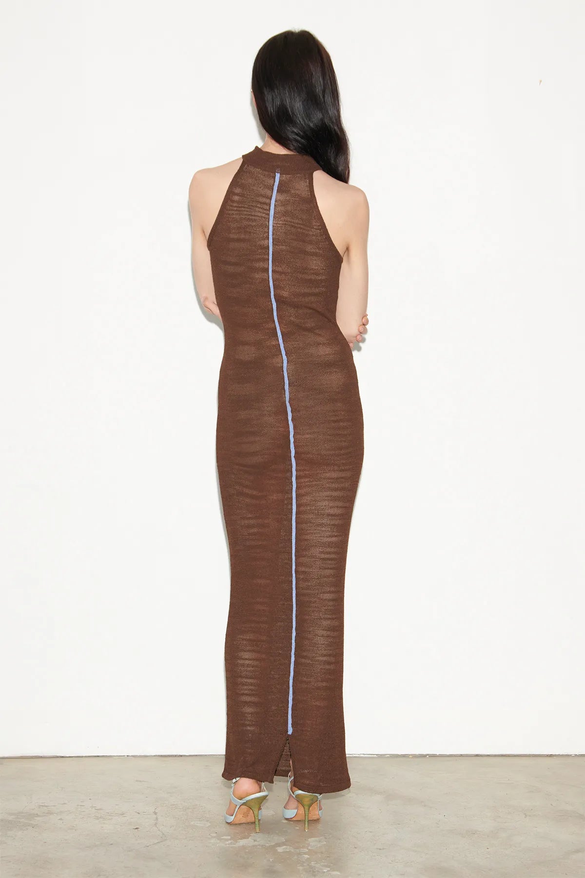 Sarah Knitted Dress Cioccolato and Celeste