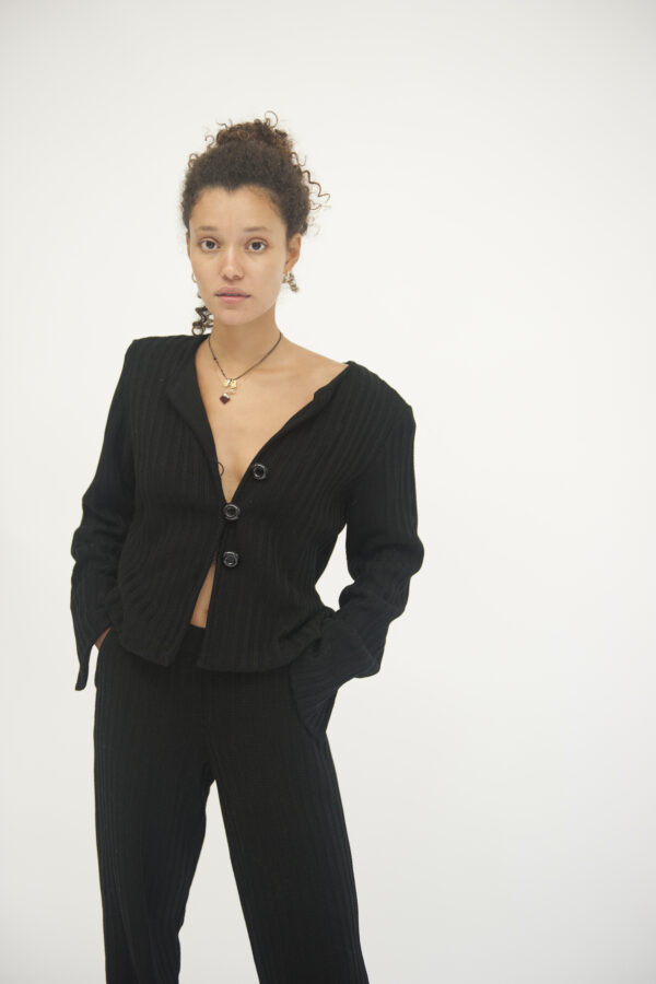 black knitted jacket
