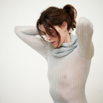 TL180 KNITWEAR CAPUCCIO DRESS METALICCO ARGENTO 02
