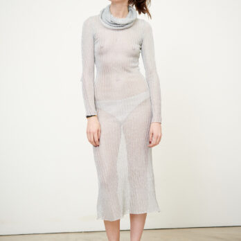 TL180 KNITWEAR CAPUCCIO DRESS METALICCO ARGENTO 01