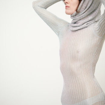 TL180 KNITWEAR CAPUCCIO DRESS METALICCO ARGENTO 03