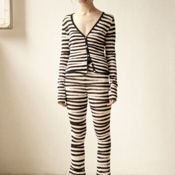 TL180 Knitwear Capri Pants Metal Zebrato Bianco and Nero 01