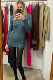 TL180 KNITWEAR ALBA DRESS LUREX BLU ARGENTO 01