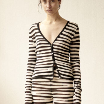 TL180 KNITWEAR LIA CARDIGAN METAL ZEBRATO BIANCO AND NERO 04