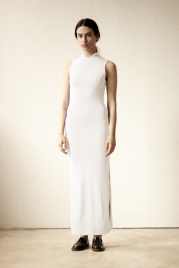 TL180 KNITWEAR ANTONELLA RIBBED DRESS BIANCO 02