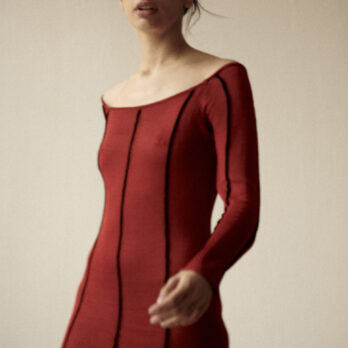 TL180 KNITWEAR MEA DRESS ROSSO NERO 04