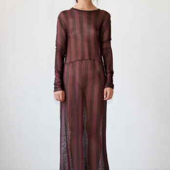 TL180 KNITWEAR CORTO DRESS MELANZANA AND CIOCCOLATO 01