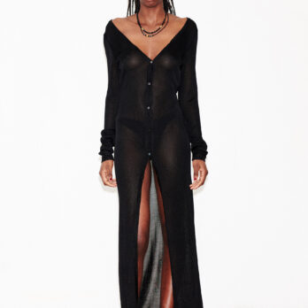 TL180 KNITWEAR GWYNETH LONG CARDIGAN NERO 01