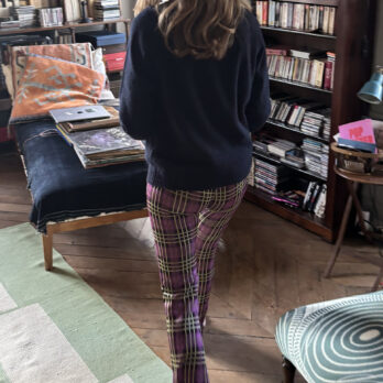 TL180 KNITWEAR OLIVER PANTS TARTAN VIOLA AND RUGGINE 02