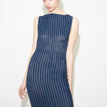 TL180 knitwear Alia Knitted Dress Gessato Navy and Panna 02
