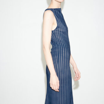 TL180 knitwear Alia Knitted Dress Gessato Navy and Panna 03