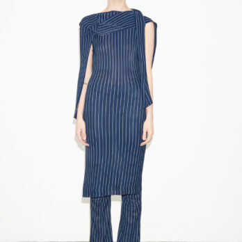 TL180 knitwear Alia Knitted Dress Gessato Navy and Panna 04