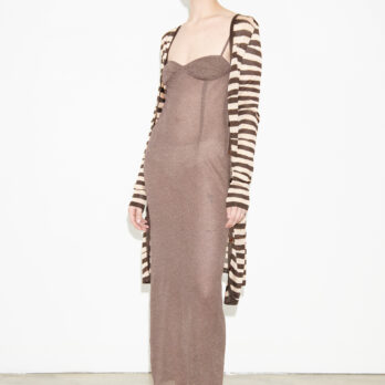 TL180 knitwear Momo Knitted Cardigan Lungo Panna and Cioccolato 03