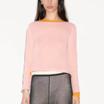 TL180 Knitwear Tia Double Layer Knitted Top Rosa and Arancio 02