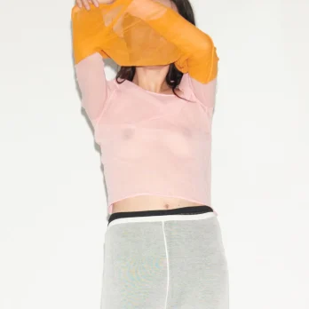 TL180 Knitwear Tia Double Layer Knitted Top Rosa and Arancio 03