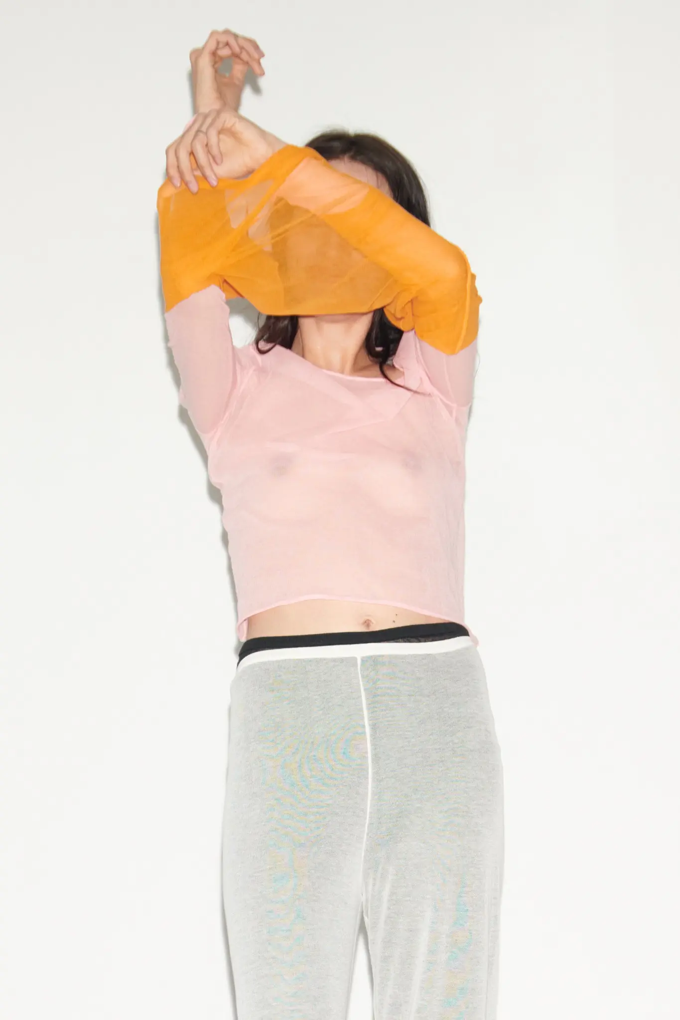 TL180 Knitwear Tia Double Layer Knitted Top Rosa and Arancio 03