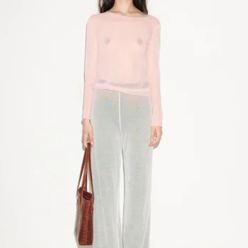 TL180 Knitwear Tia Double Layer Knitted Top Rosa and Arancio 04