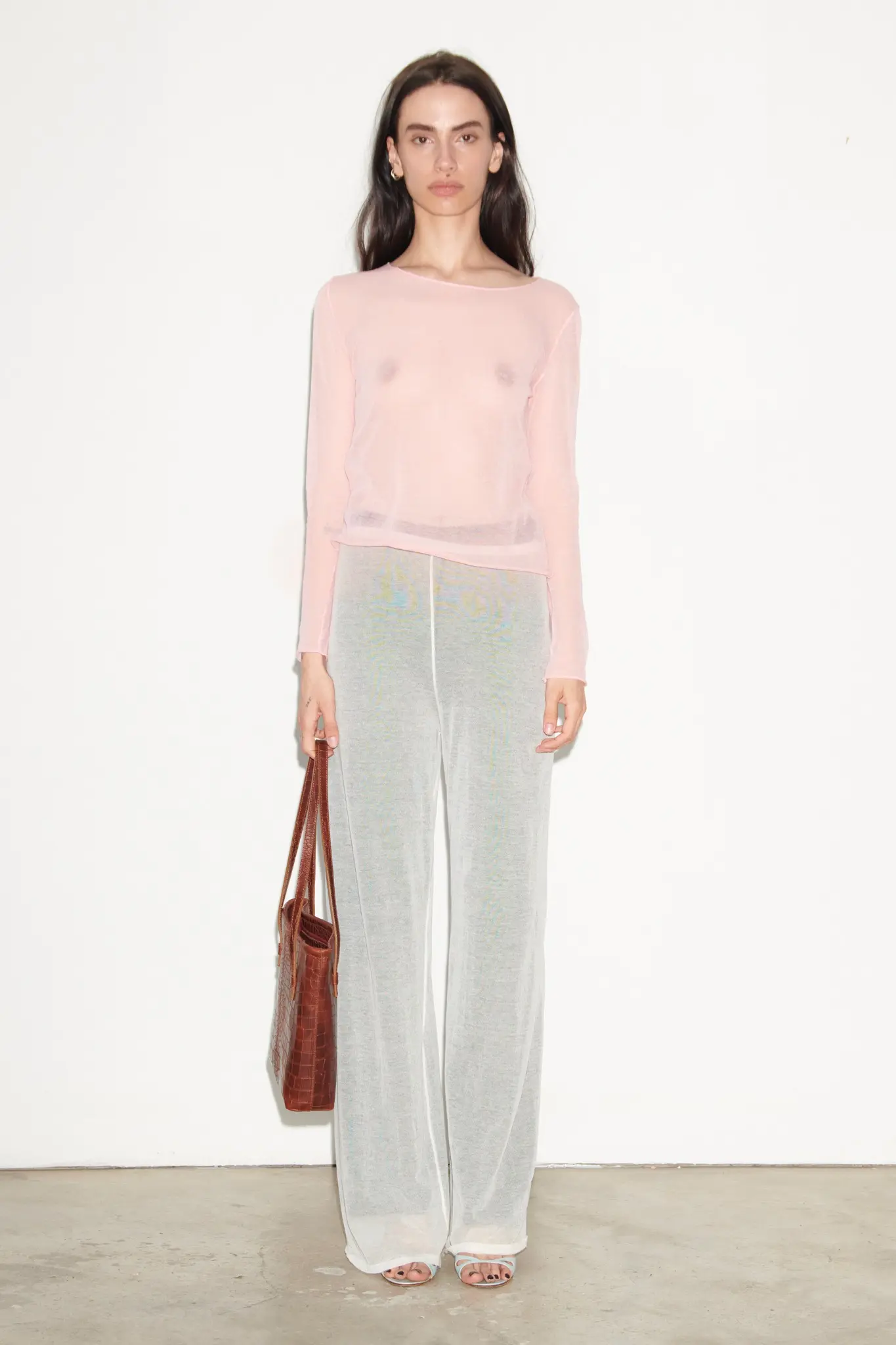 TL180 Knitwear Tia Double Layer Knitted Top Rosa and Arancio 04