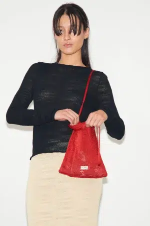 Lola Knitted Tote Bag Rosso